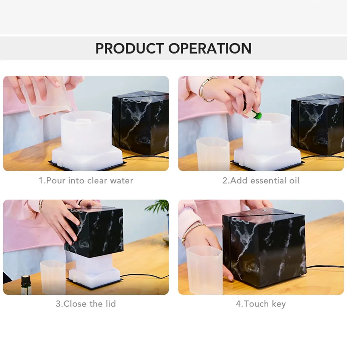 Aroma Diffuser - für ätherische Öle - Marmoroptik schwarz – Bild 5