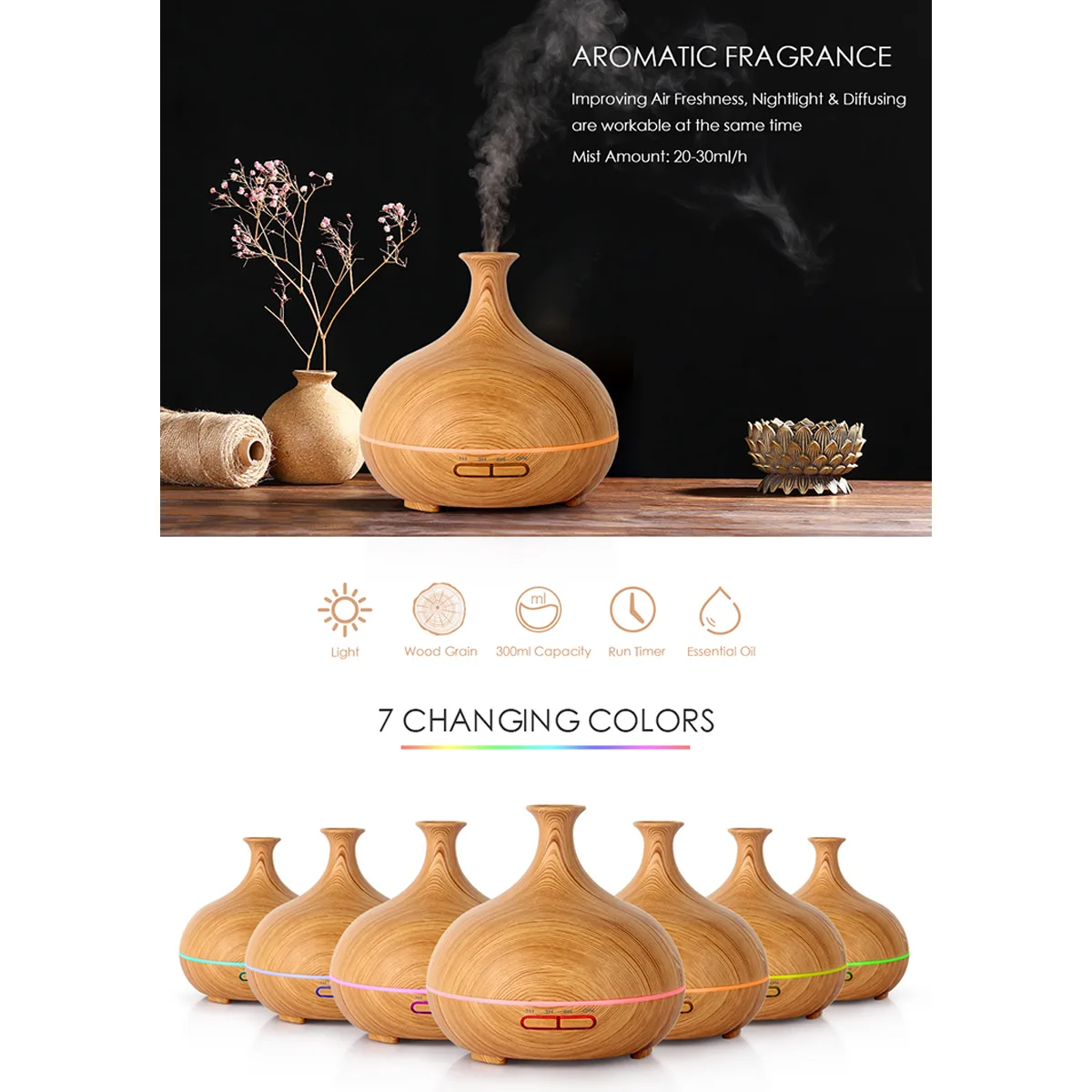 Aroma Diffuser - für ätherische Öle - Smart 7 Farben – Bild 2